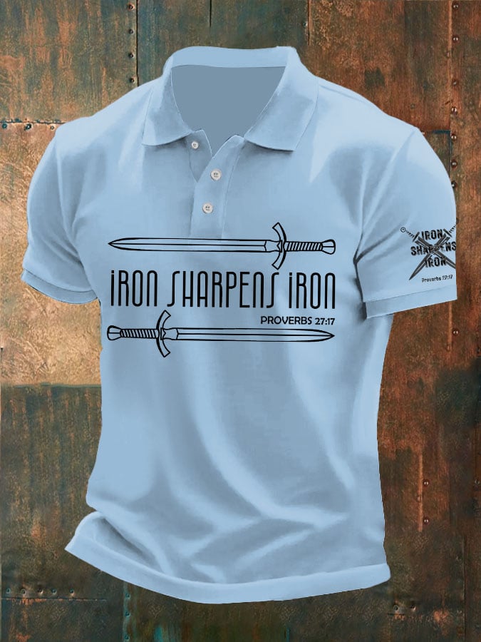 Camisa polo Iron Sharpens Iron estampado para hombre