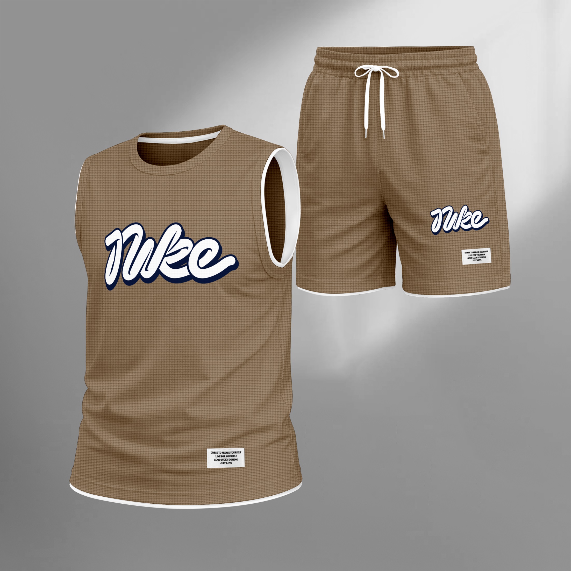 Shorts Graphic Letter Summer Set Sleeveless Tank Top & Matching Outfit, Lightweight casual Streetwear Athletic Set for Everyday & Holiday para hombre