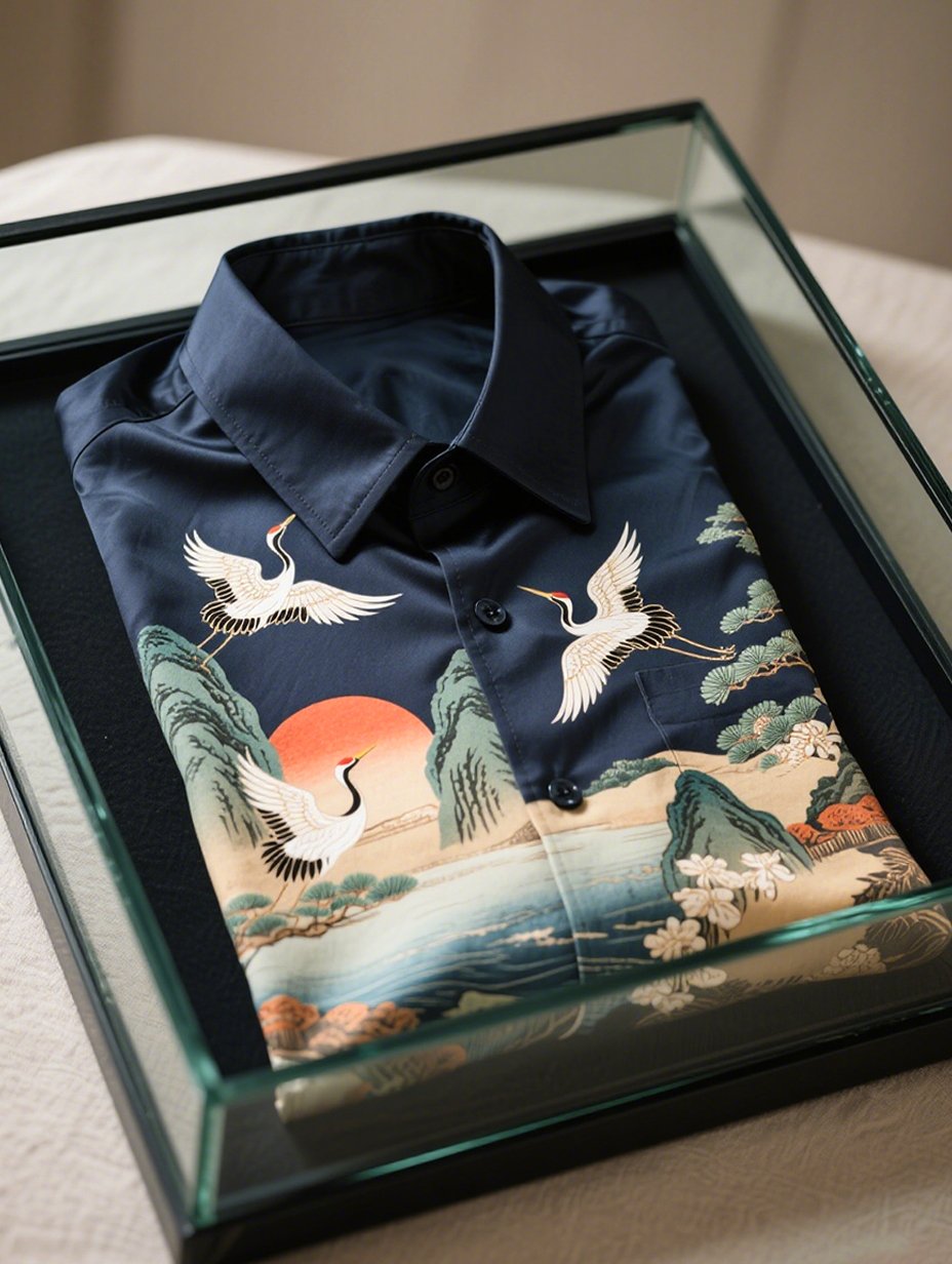 Camisa satén Luxe de manga larga con botones para hombre