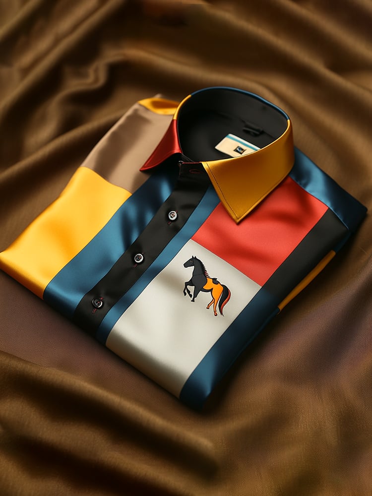Camisa satén Luxe de manga larga con botones para hombre