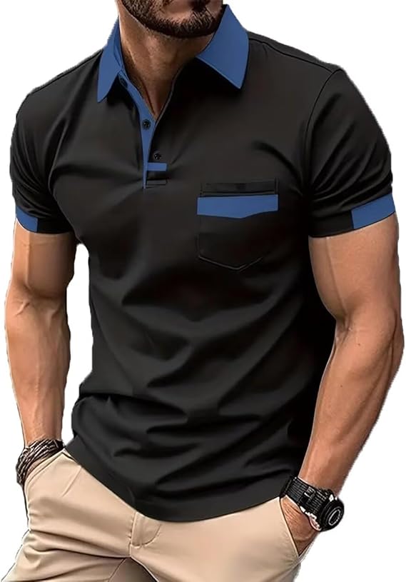 Camisa polo casual ejecutivo Button de manga corta para hombre