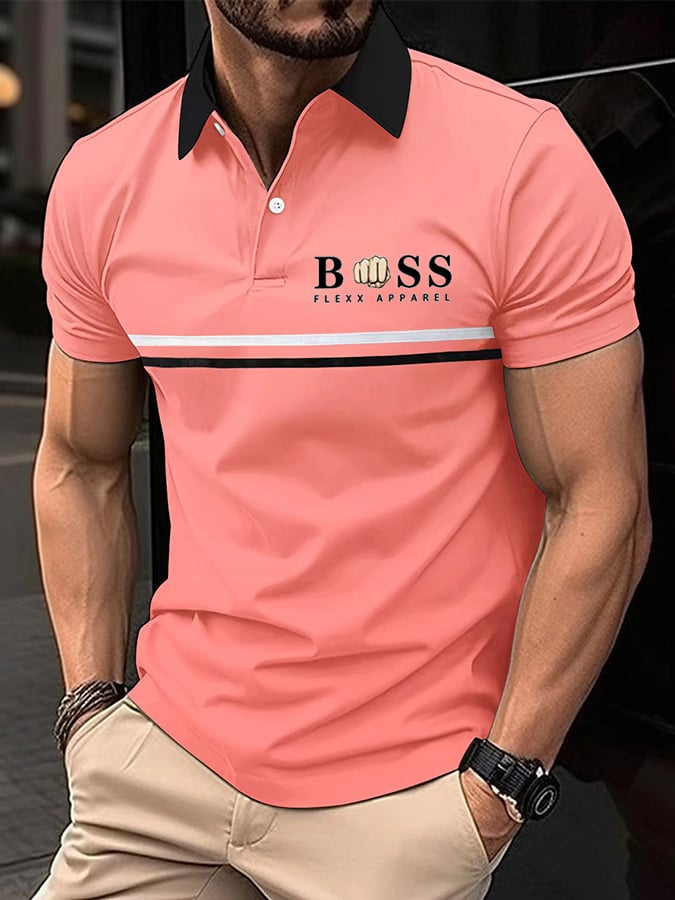Camisa polo Sports casual de corte entallado de manga corta Half Button para hombre