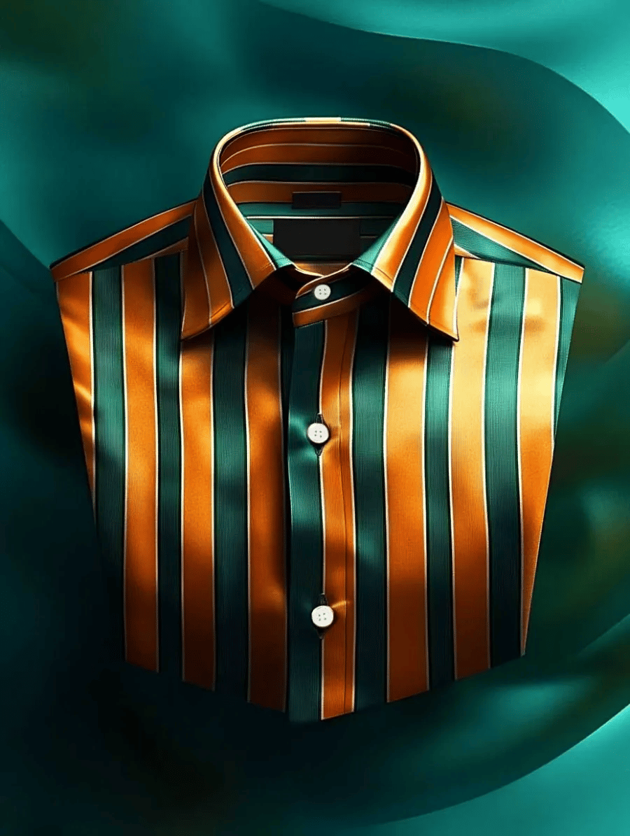 Camisa satén de lujo ejecutivo a cuadros de manga larga para hombre