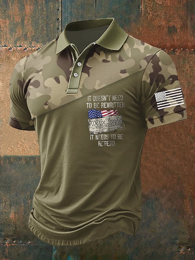 Camisa polo It Doesn't Need To Be Rewritten We The People It Needs To Be Reread estampado para hombre