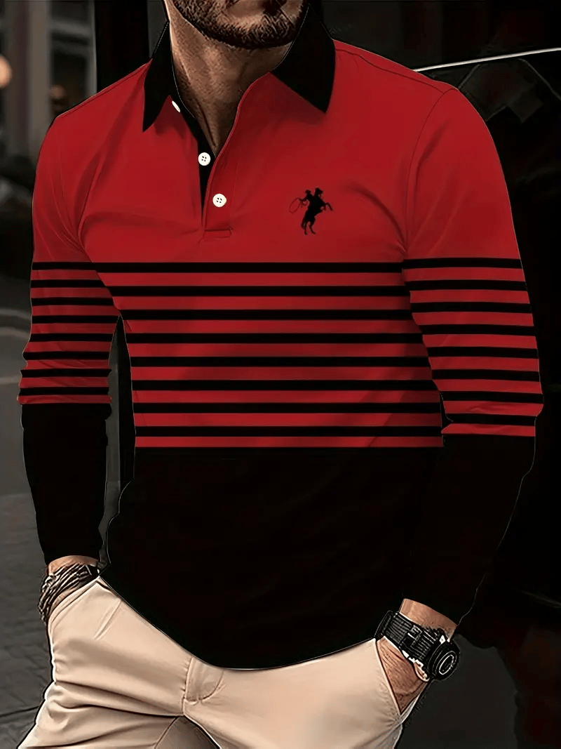 Ejecutivo casual a rayas con botones Polo para hombre