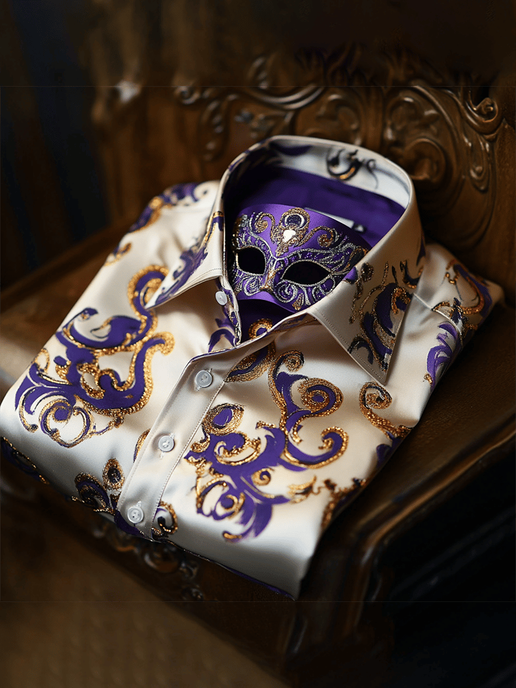 Camisa Carnival Luxe seda de manga larga para hombre