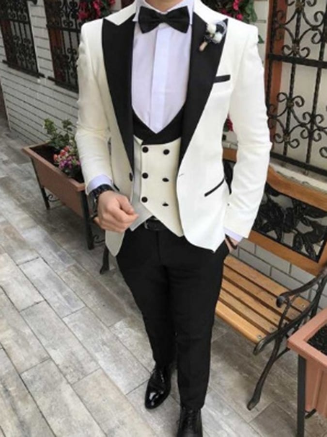 Ejecutivo Single-Breasted de color sólido Three-Piece Suit para hombre