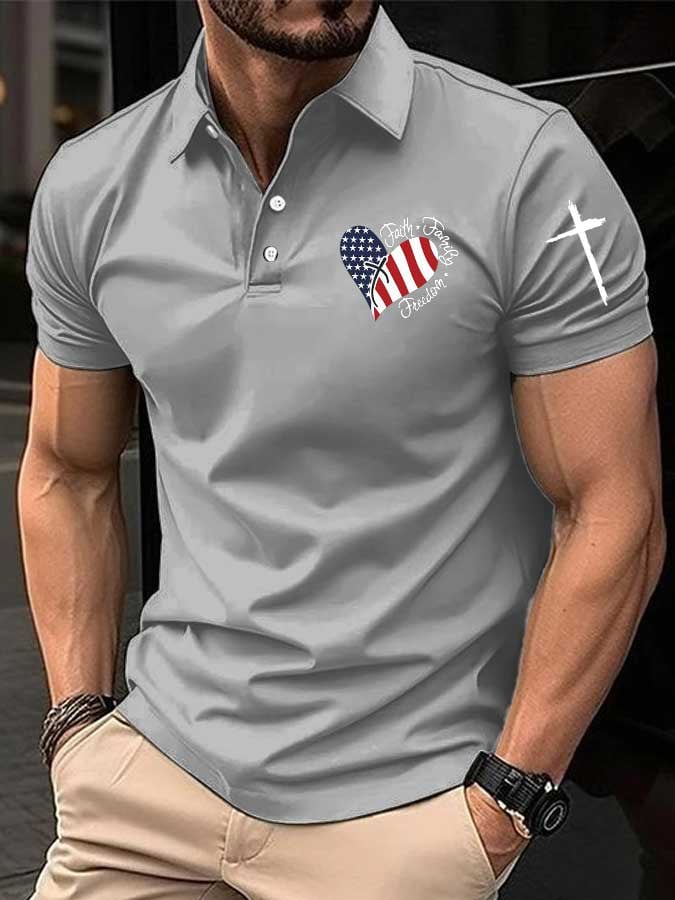 Camisa polo Faith American flag estampado para hombre