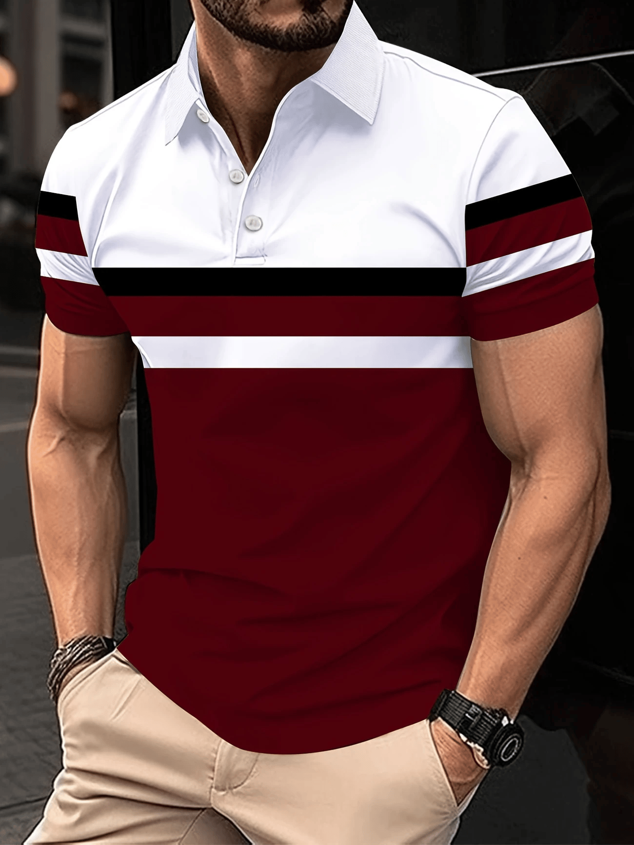 Camisa polo ejecutivo Logo con botones de manga corta para hombre
