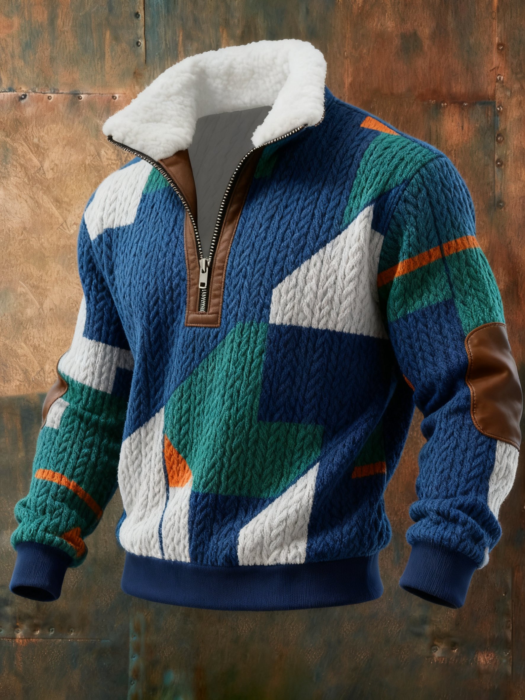 Sudadera Cable texturizado estampado casual para hombre