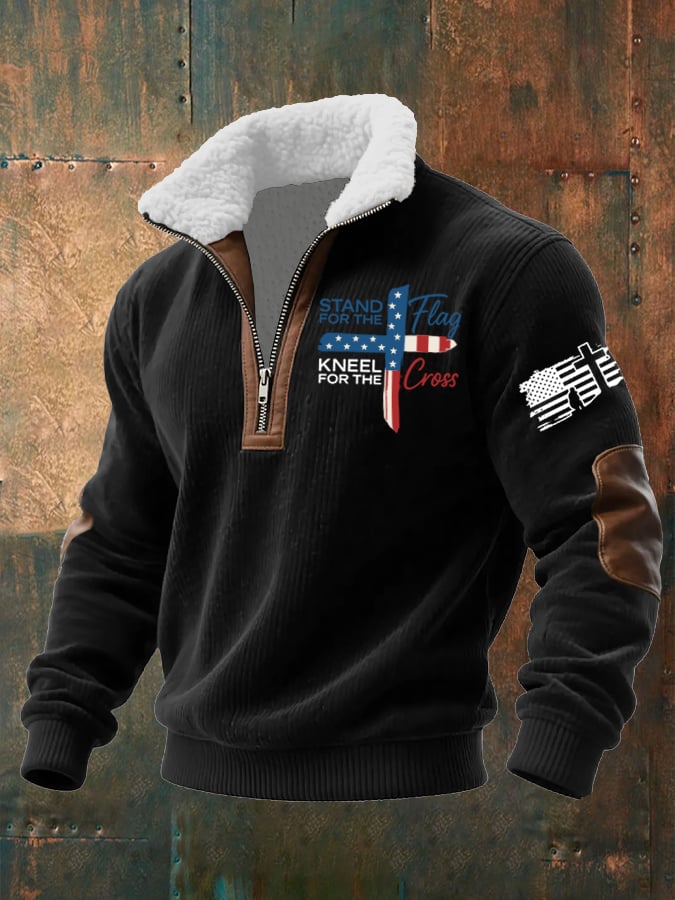 Sudadera I Stand For The Flag I Kneel for The Cross Faith estampado con gorrasucha para hombre
