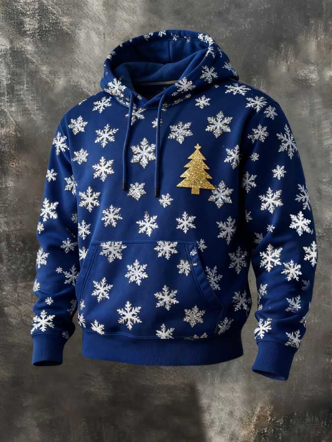 Sudadera vintage Christmas Snowflake estampado con gorrasucha