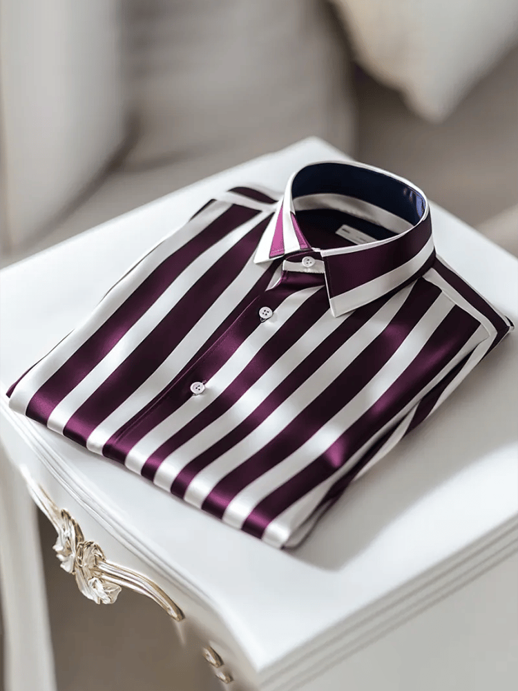 Camisa satén Luxe de manga larga con botones para hombre