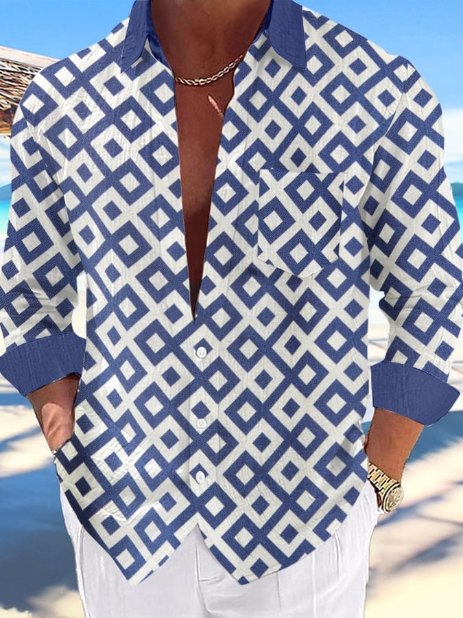 Camisa casual Hawaiian estampado Lapel para hombre