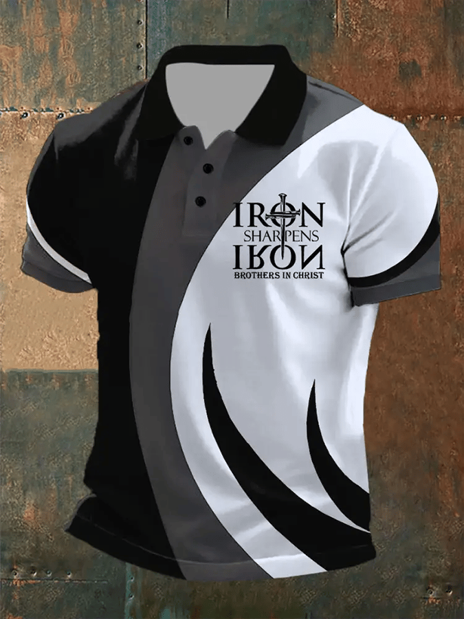 Camisa polo retro Faith casual estampado para hombre