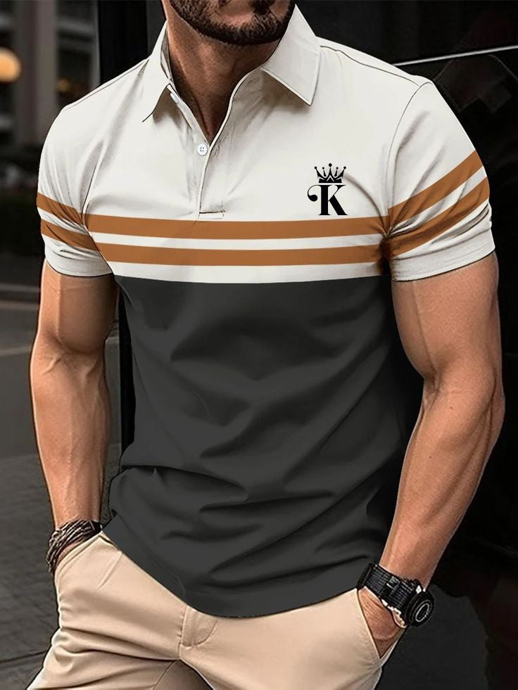 Camisa polo ejecutivo Logo con botones de manga corta para hombre