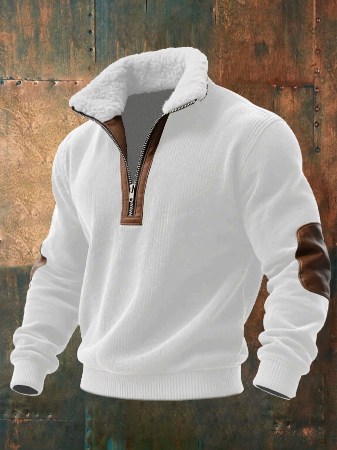 Sudadera tejidoted Fabric cierre Fur cuello para hombre