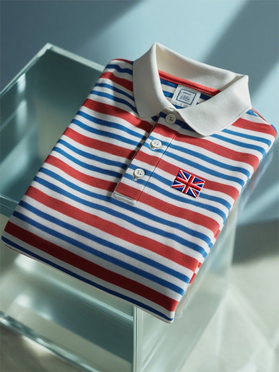 Camisa polo ejecutivo casual Union Jack Button de manga corta para hombre