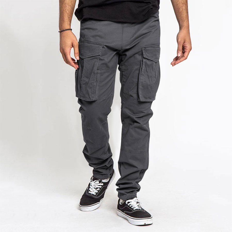 Pantalón de color sólido Multi bolsillo casual Cargo para hombre