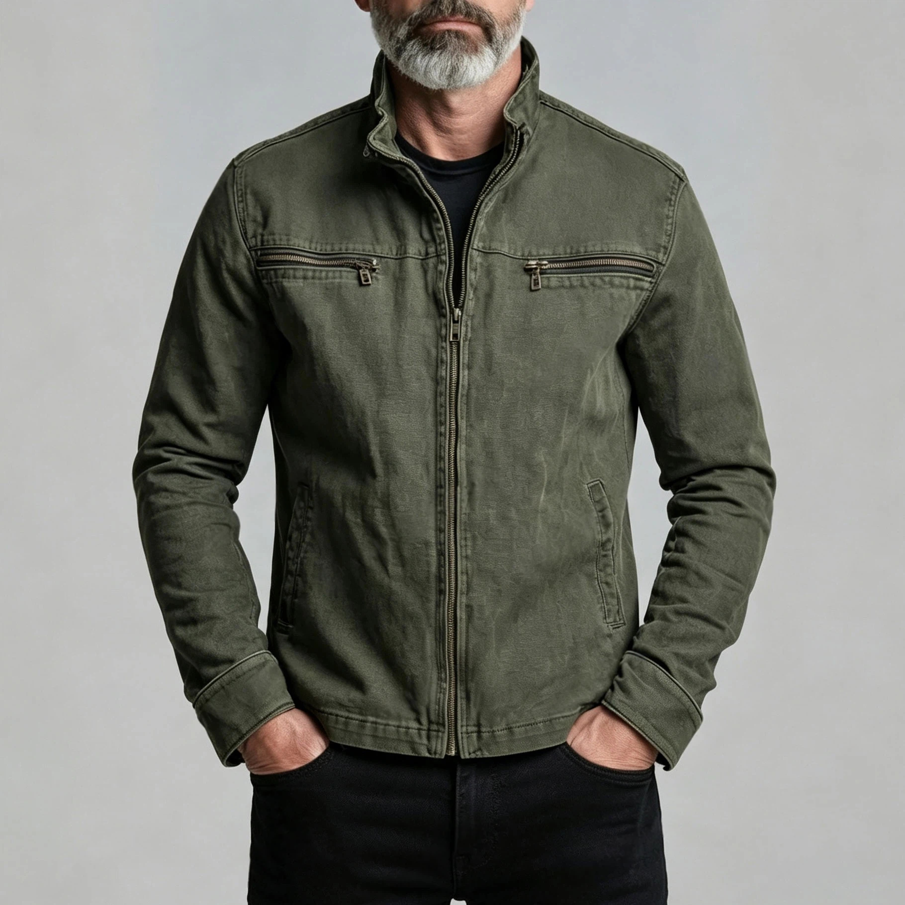 Chaqueta casual vintage de manga larga para hombre