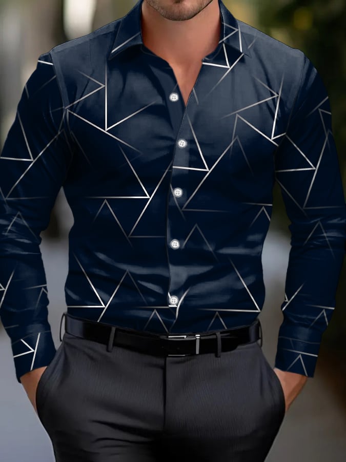 Simple ejecutivo Style geométrico diseño Princamiseta para hombre