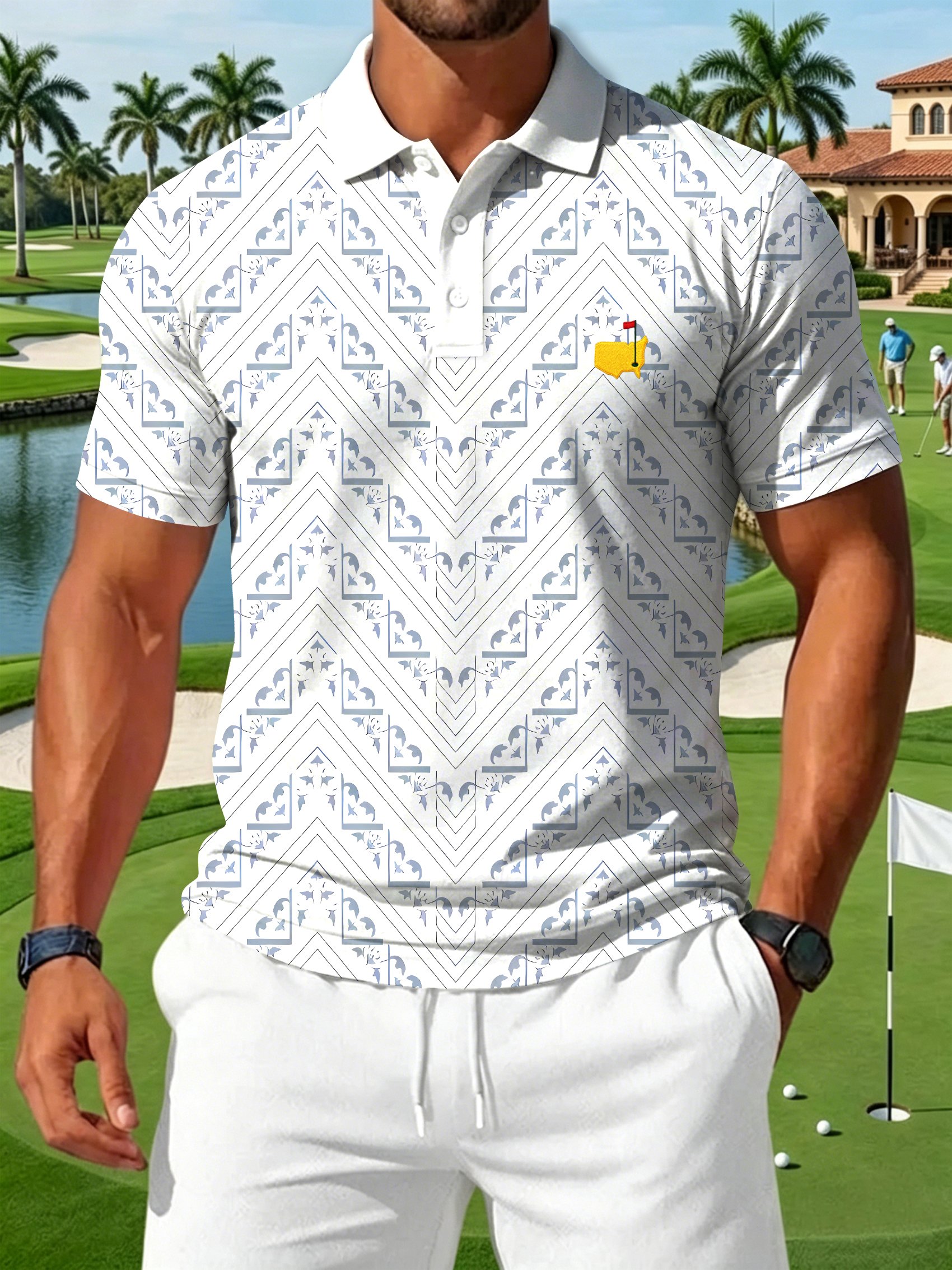 Golf estampado casual Polo para hombre