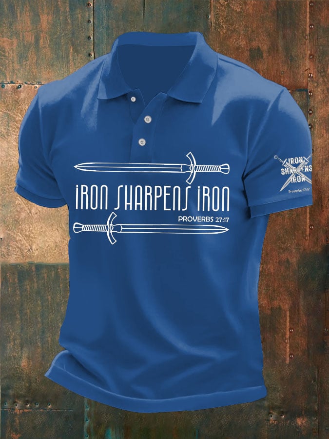 Camisa polo Iron Sharpens Iron estampado para hombre