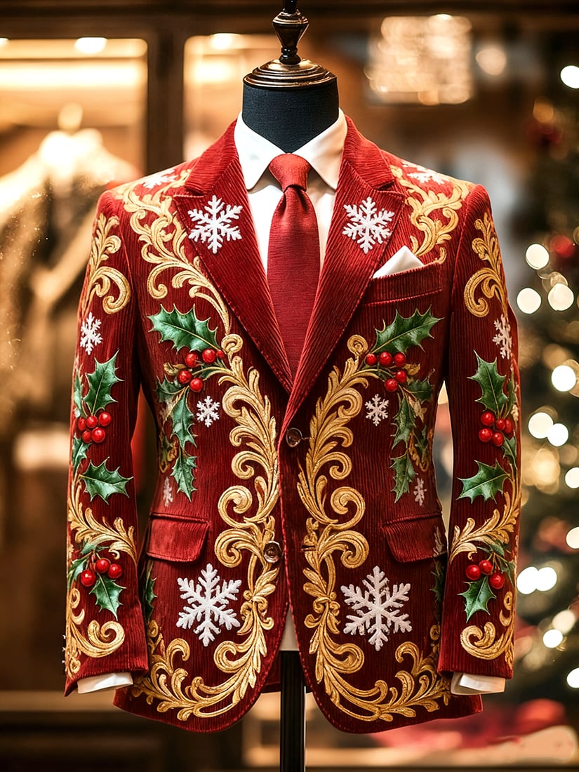 Saco vintage casual Christmas Party pana para hombre