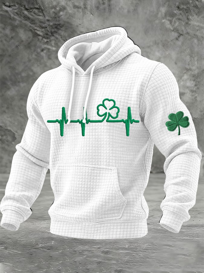Sudadera St. Patrick's Day estampado Checkered con gorrasucha para hombre