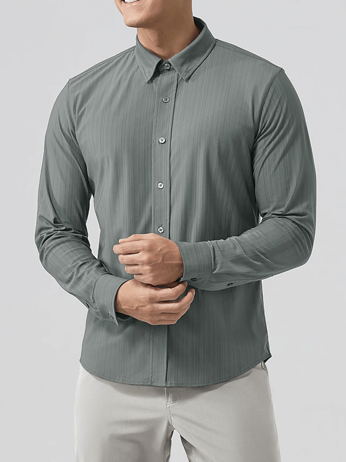 Camisa ejecutivo casual de manga larga para hombre