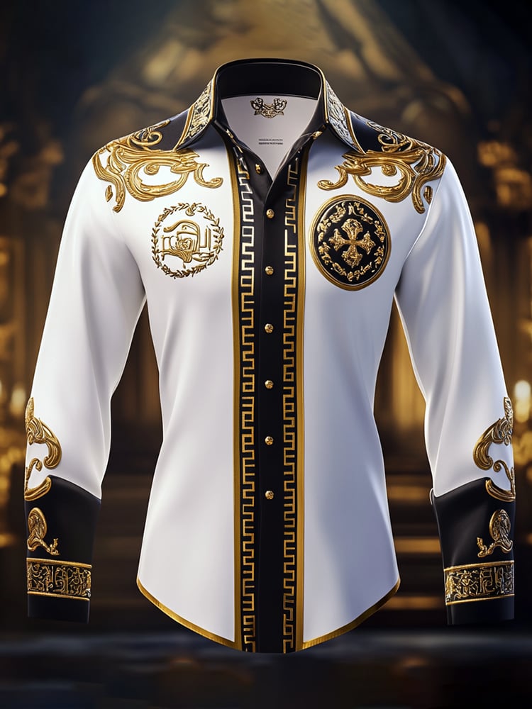 Camisa satén Luxe de manga larga con botones para hombre
