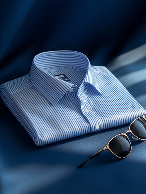 Camisa satén de lujo vintage a rayas de manga corta para hombre