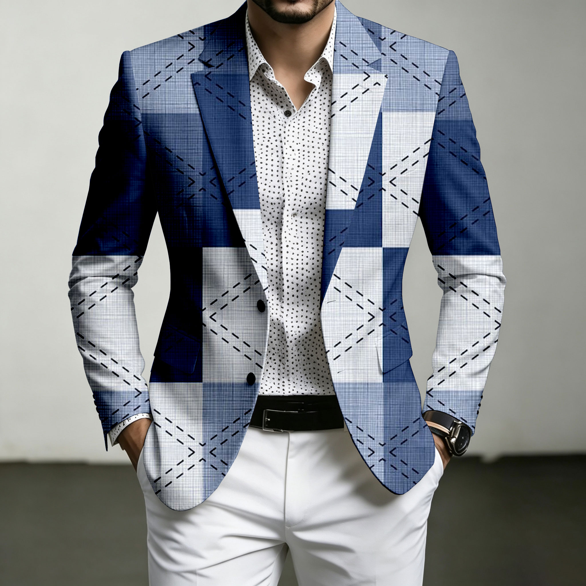 para hombre Checkered Print saco