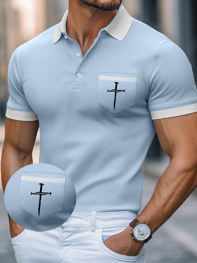 Camisa polo Faith Cross estampado casual (With bolsillos) para hombre