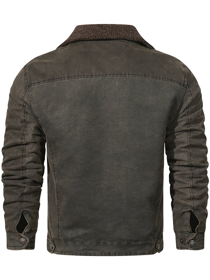 Chaqueta holgado casual solapa Plush para hombre