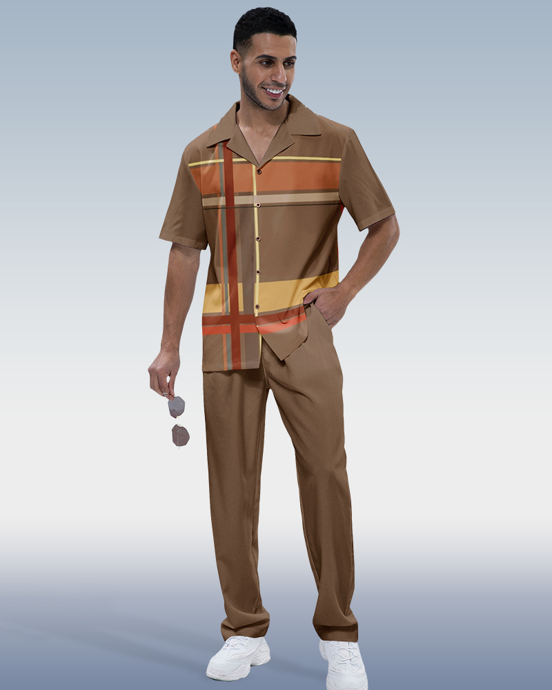Camisa Rianmond Check estampado de manga corta Walking Set 290 para hombre
