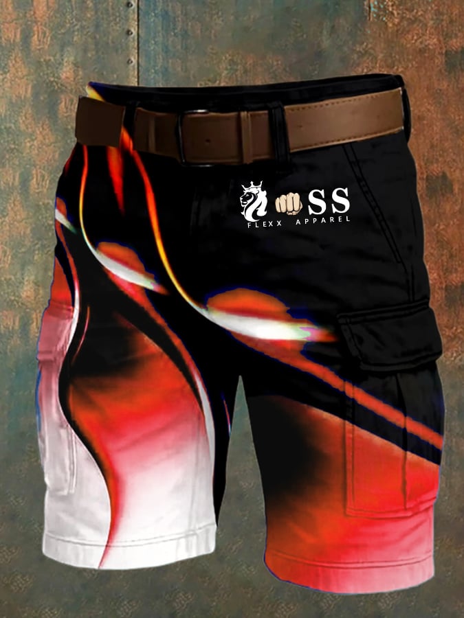 para hombre retro Letter Print Multi-Pocket Design Cargo shorts