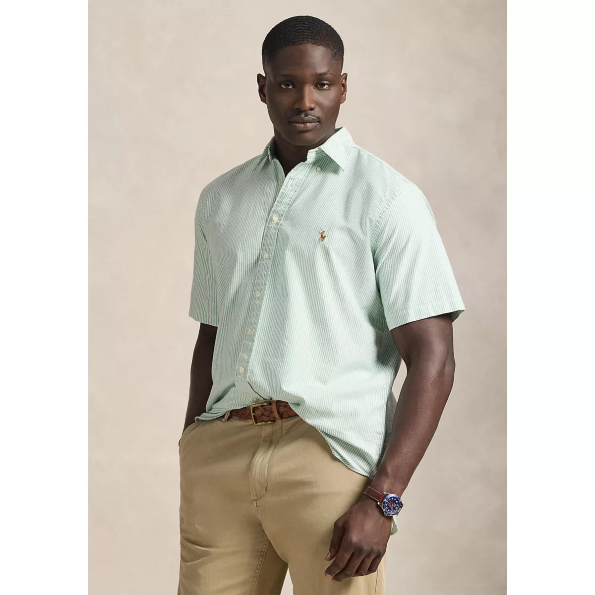 Big & Tall Striped Oxford Shirt - 1