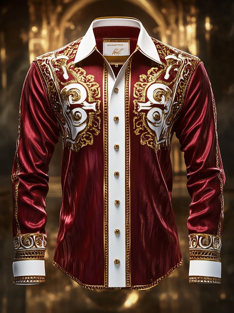 Camisa satén Luxe de manga larga con botones para hombre