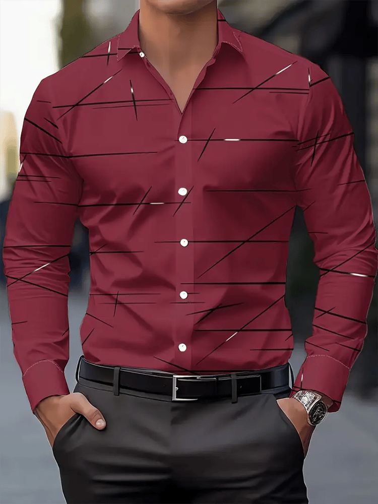 Camisa Street Style ejecutivo casual estampado de manga larga para hombre
