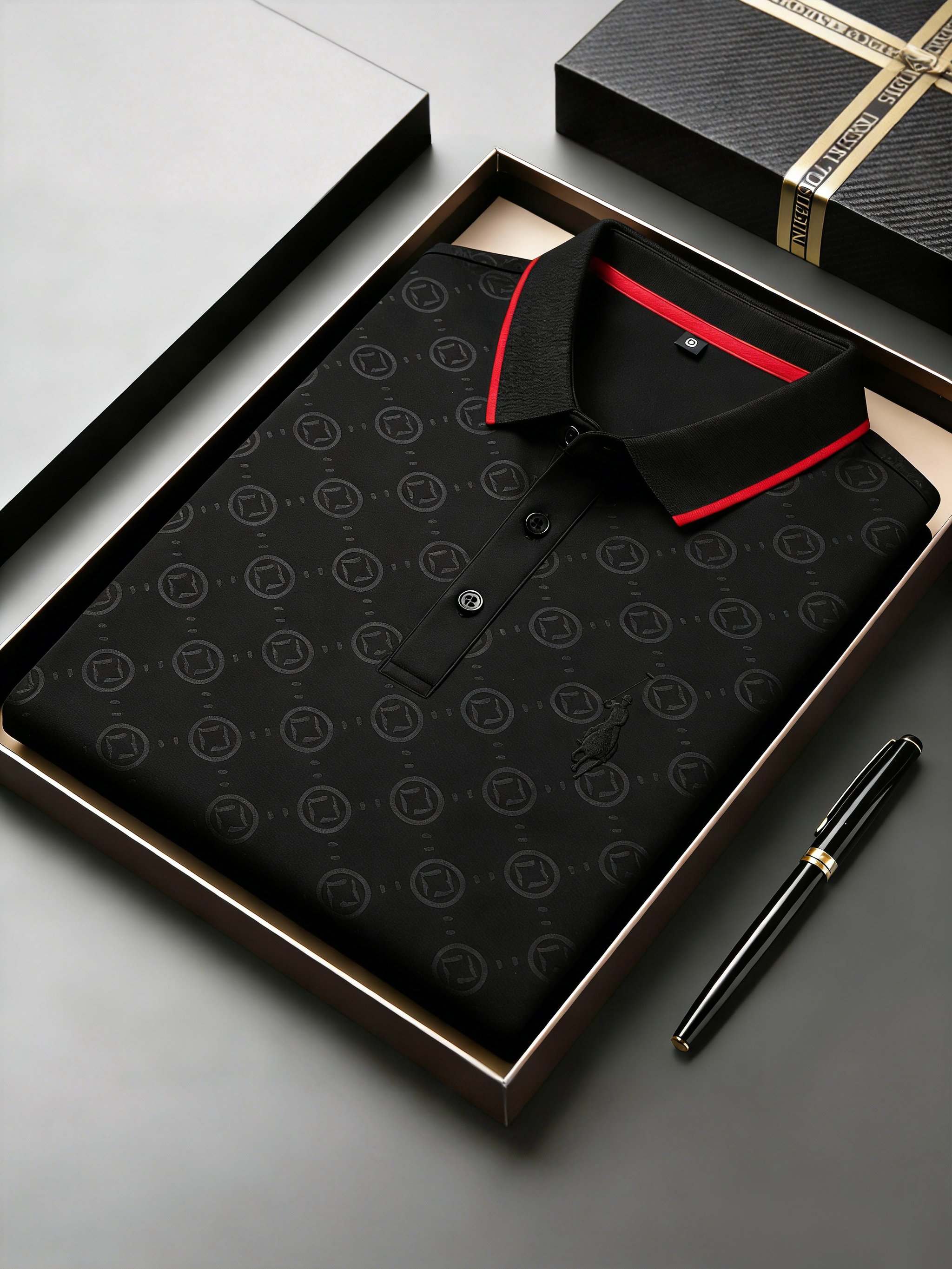 Camisa polo ejecutivo Style estampado de manga corta para hombre
