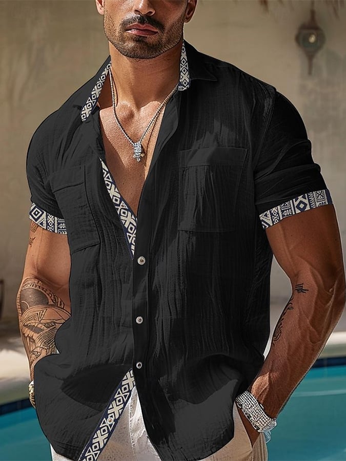 Camisa casual Hawaiian Cashew floral de lino para hombre