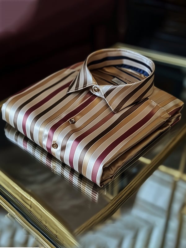 Camisa satén Luxe estampado de manga corta Button para hombre