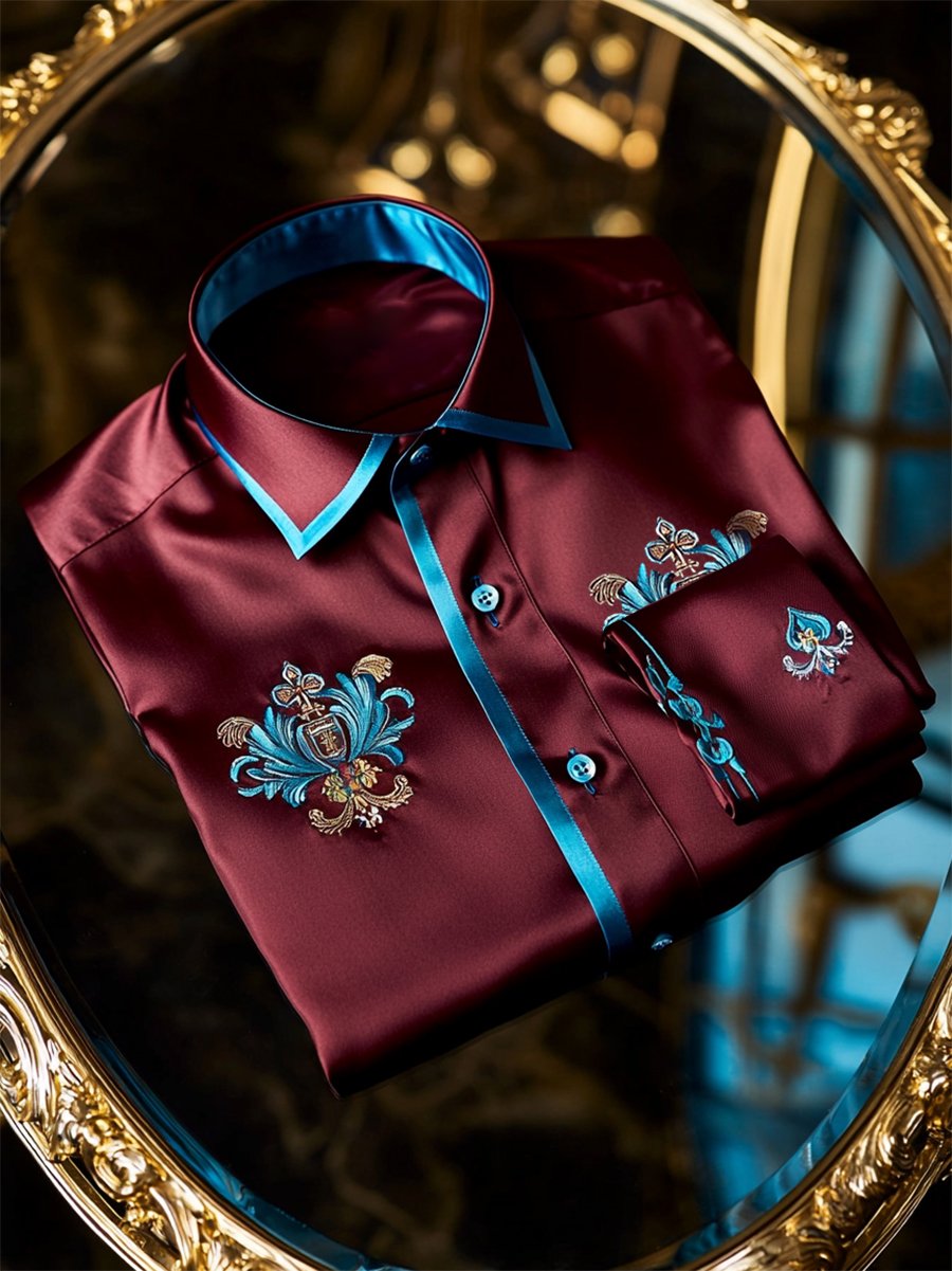 Camisa satén Luxe de manga larga con botones para hombre