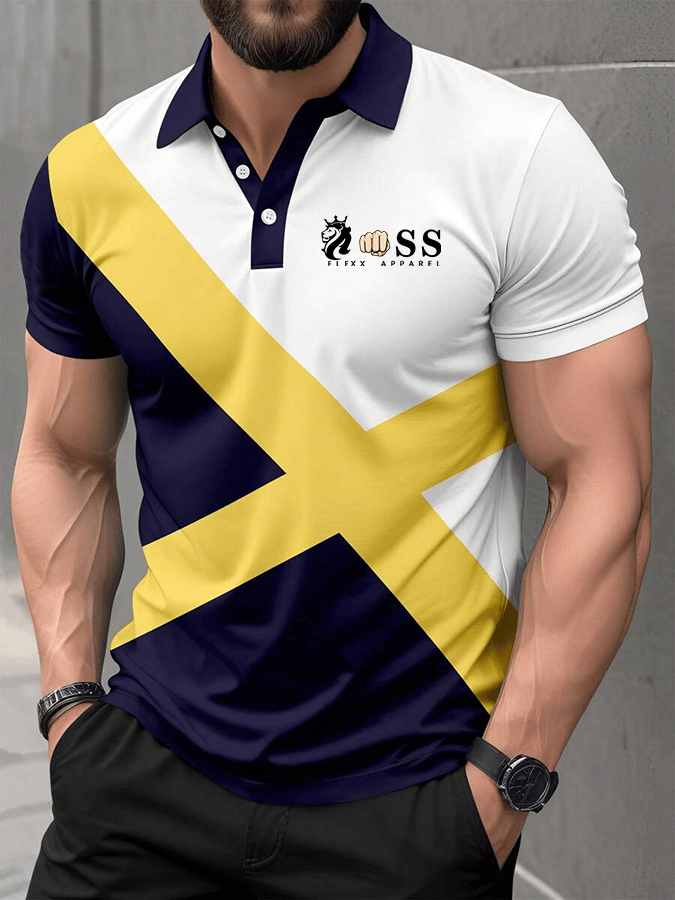 Camisa polo elegantee Letter estampado casual para hombre