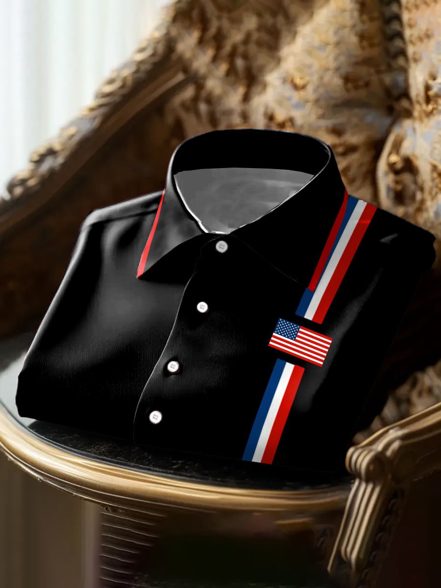 Camisa retro Independence Day estampado para hombre