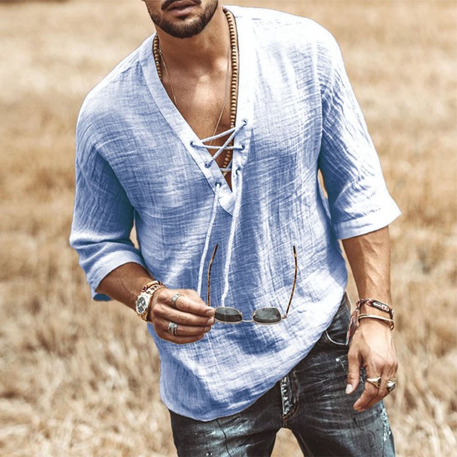 Camiseta casual de lino para hombre