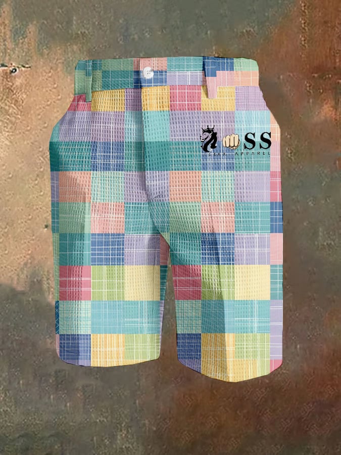 Pantalón casual a cuadros Waffle para hombre