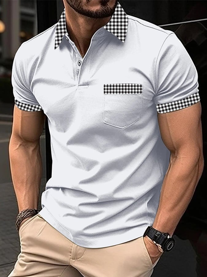 Casual Color Contrast Polo para hombre