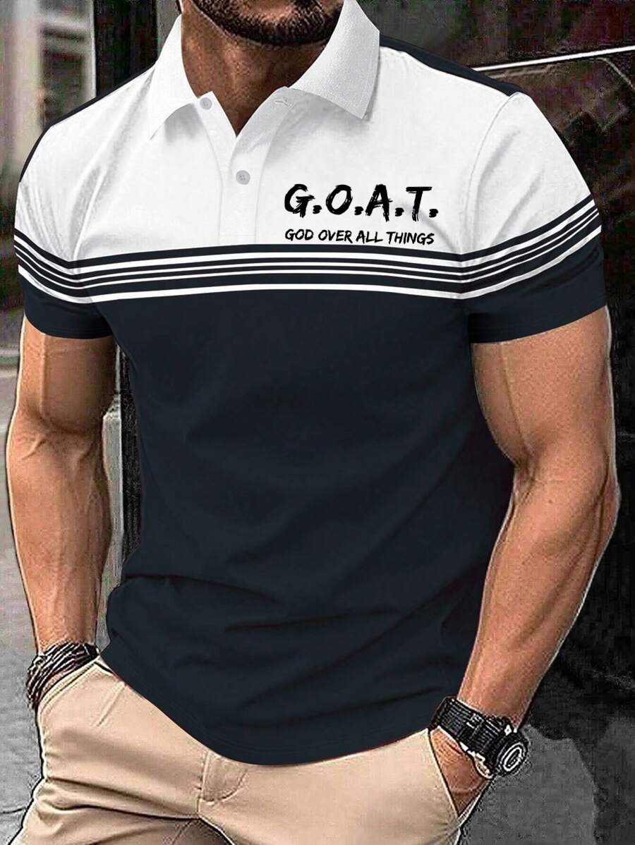 Camisa polo retro Faith casual estampado para hombre